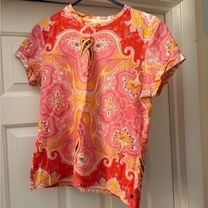 Polo Jeans Paisley Batik Women's Top - Red, pink, and Yellow, size L